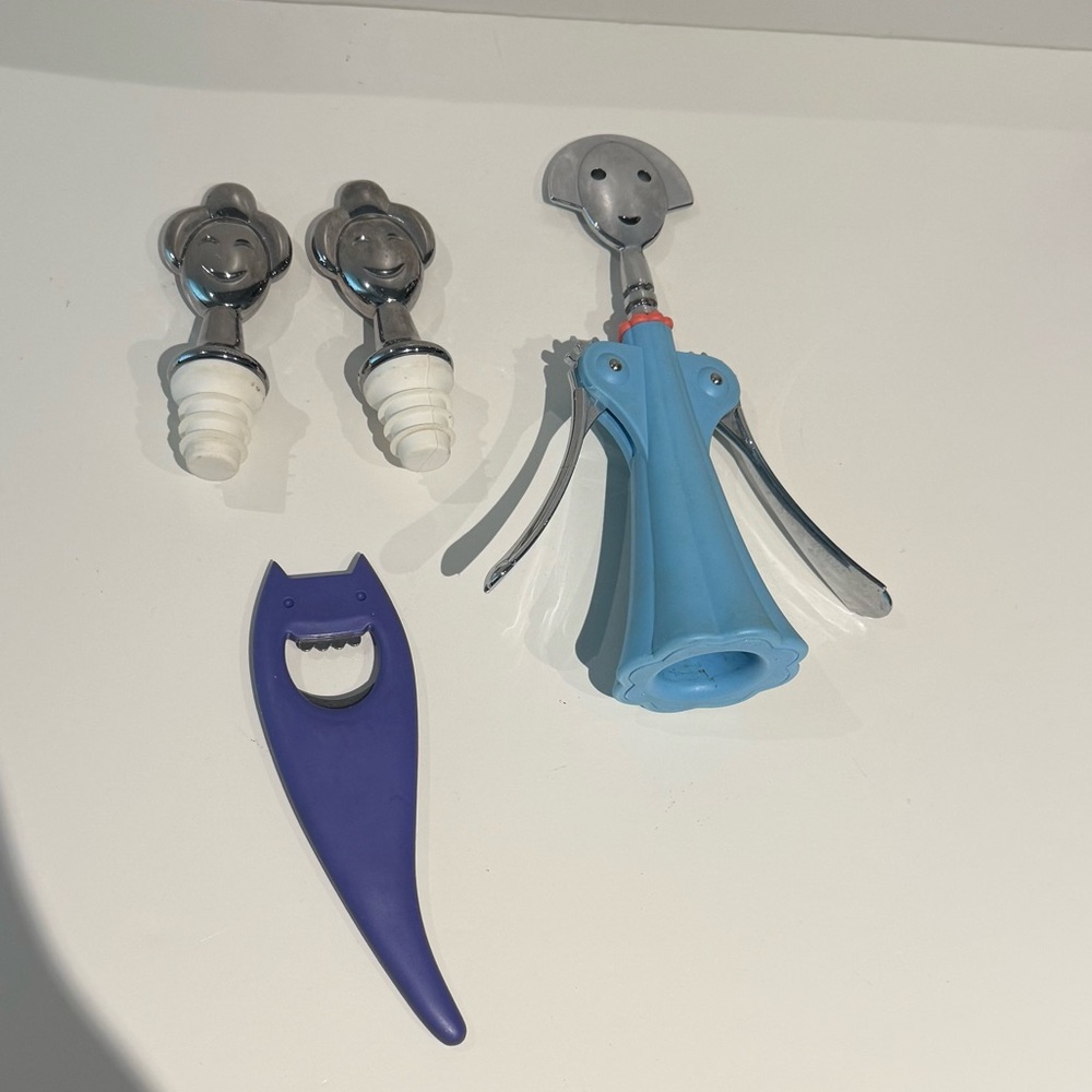 Alessi Blue and Silver Corkscrew Set